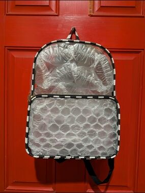 Clear Checkerboard-Trim Transparent Backpack - Women